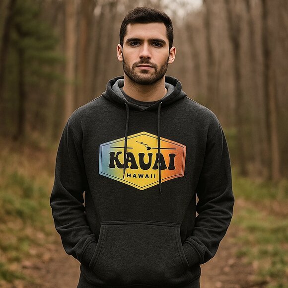 KAUAI Hawaii Graphic Hoodie Unisex M Gray Island Tropical Souvenir Nostalgic** - Picture 1 of 8